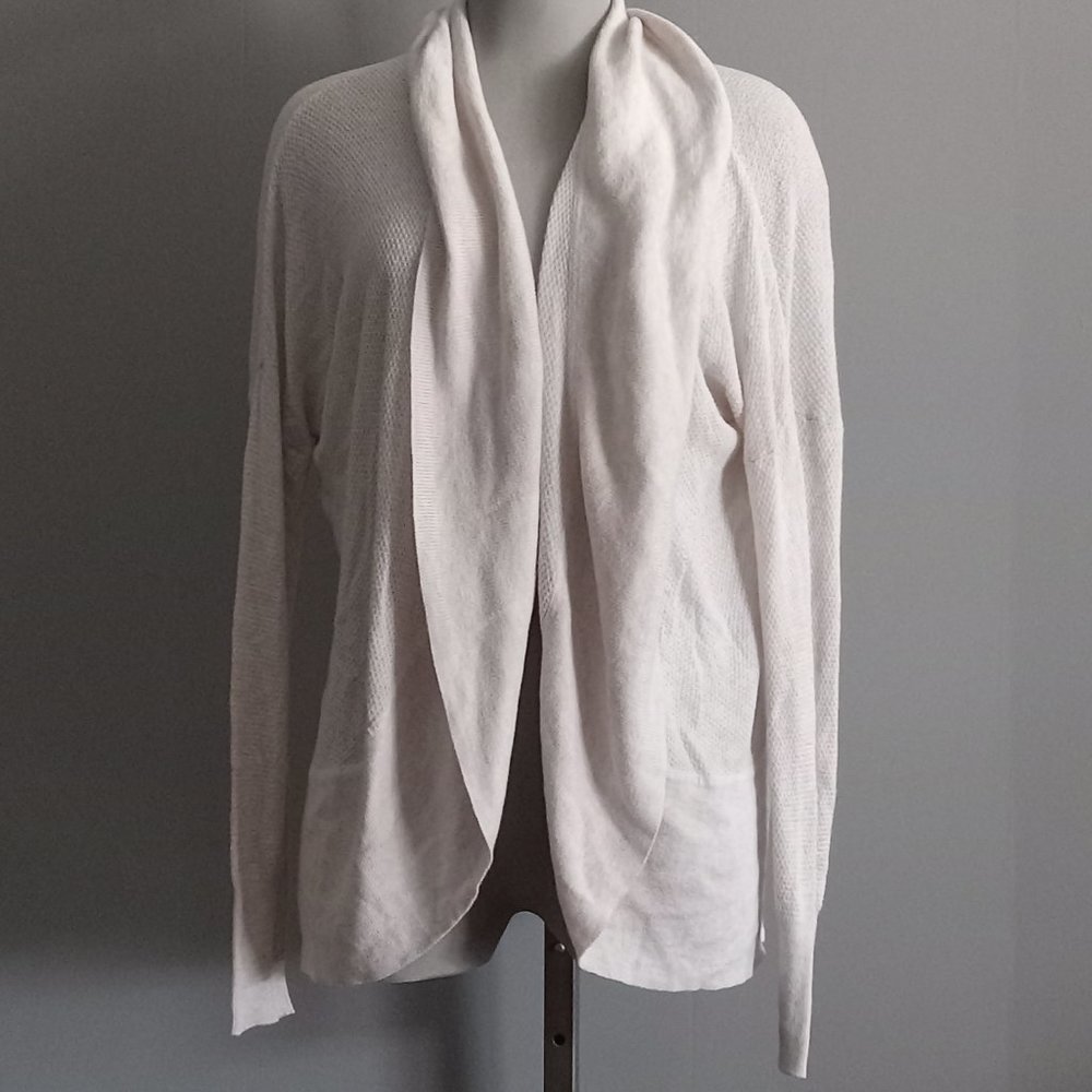 Black Tape cotton blend waffle weave open cardigan sweater boho chic 90s Y2K szM
